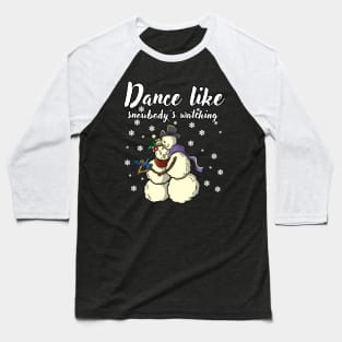 Romantic Snowman Couple Dancing Dancer Anniversary Gift Idea Baseball T-Shirt